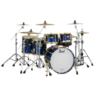 Pearl Masterworks drum kit in Blue Sparkle Lacquer finish
