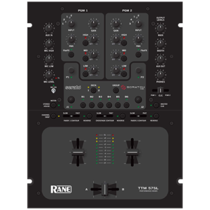 Rane TTM57SL professional DJ mixer with integrated Serato Scratch Live software, available for rent at FX Rentals.